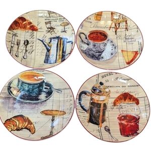 Williams-Sonoma "Paris Cafe" , Set A Four Dessert / Salad Plates  **FLAW